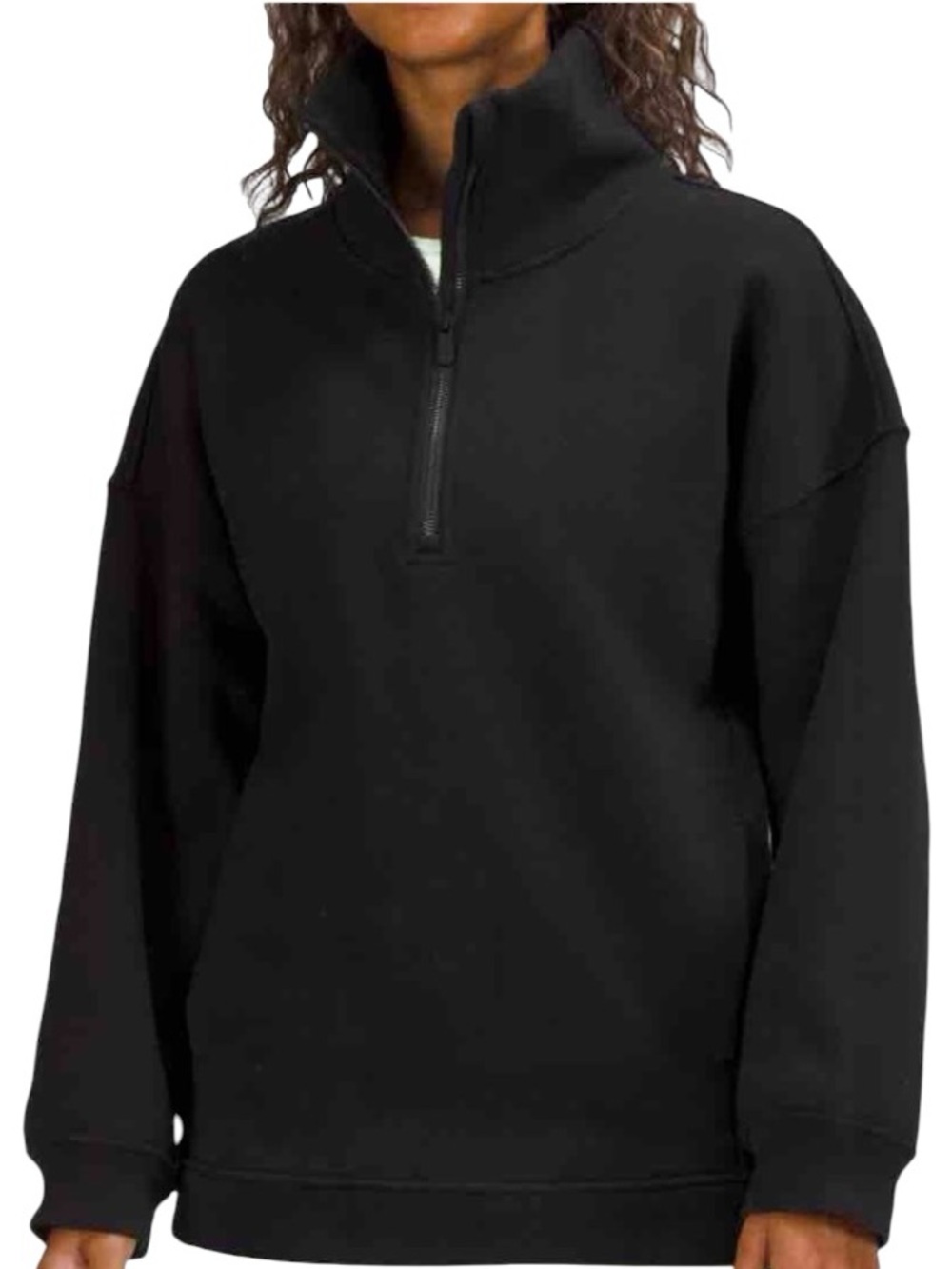 EUC Lululemon Thick Fleece Half Zip BLK Pullover Oversized Sweatshirt Size XS/S